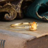 1 Carat Oval Cut 4 Prong Citrine Dainty Engagement Ring